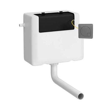 Nuie Ceramics Concealed Toilet Cistern & Square Push Button (1 size, Brushed Pewter) - Brand New Bathrooms